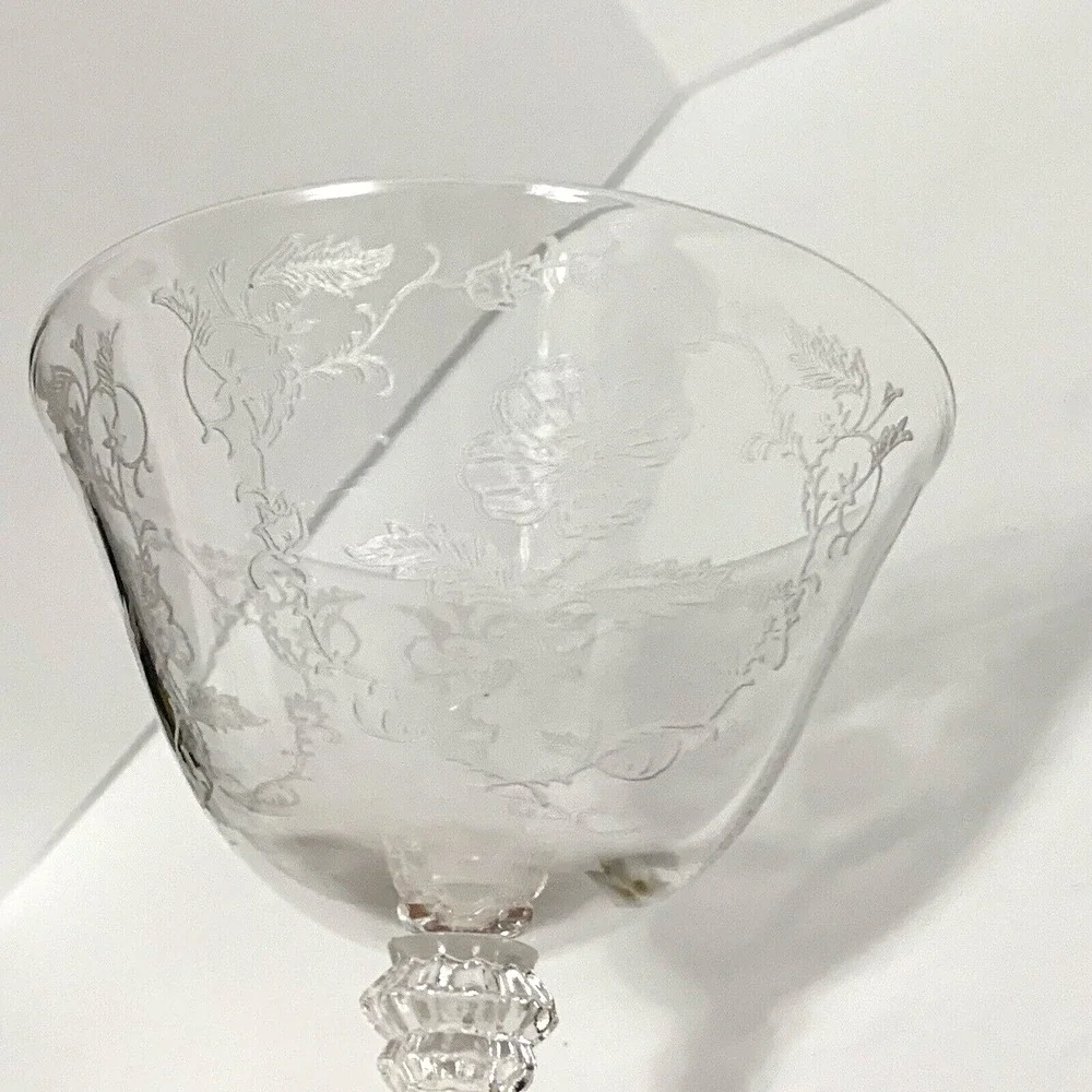 Vintage Stem Fostoria Shirley Clear Champagne Tall Sherbet Glass Etch Elegant
